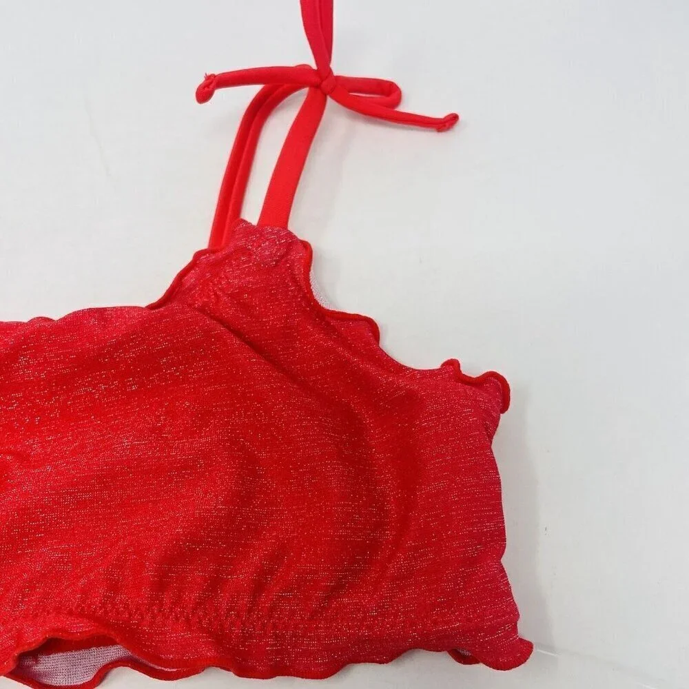 Cat & Jack Youth Girls‎ Medium 8 Sparkle & Shine Bralette Bikini Top in Red 614